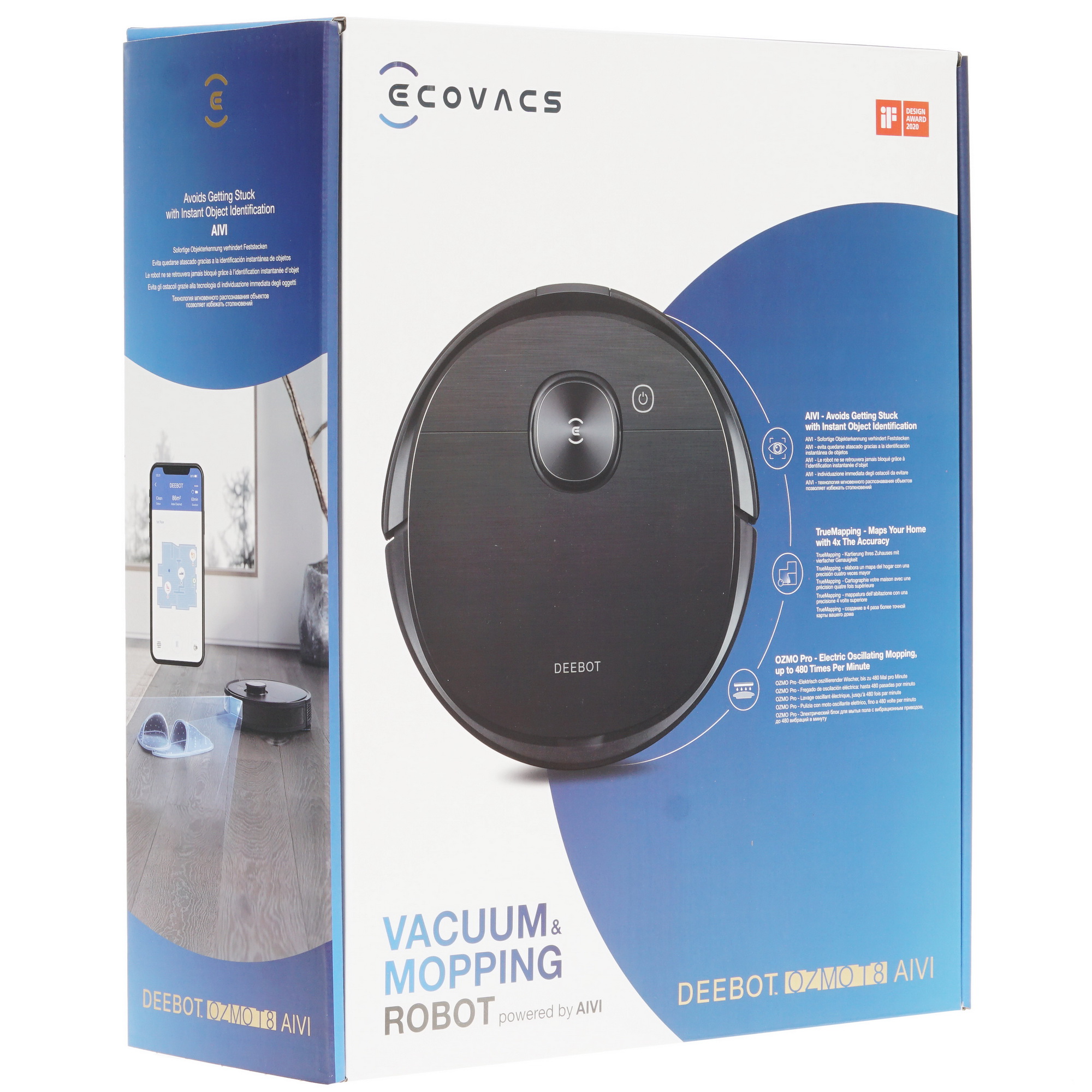 1678810 Робот-пылесос Ecovacs DEEBOT OZMO T8 AIVI черный STDN-0077255 - Вид №10