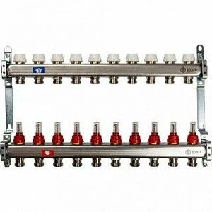 Коллектор из нержавеющей стали на 10 вых. с расходомерами STOUT
