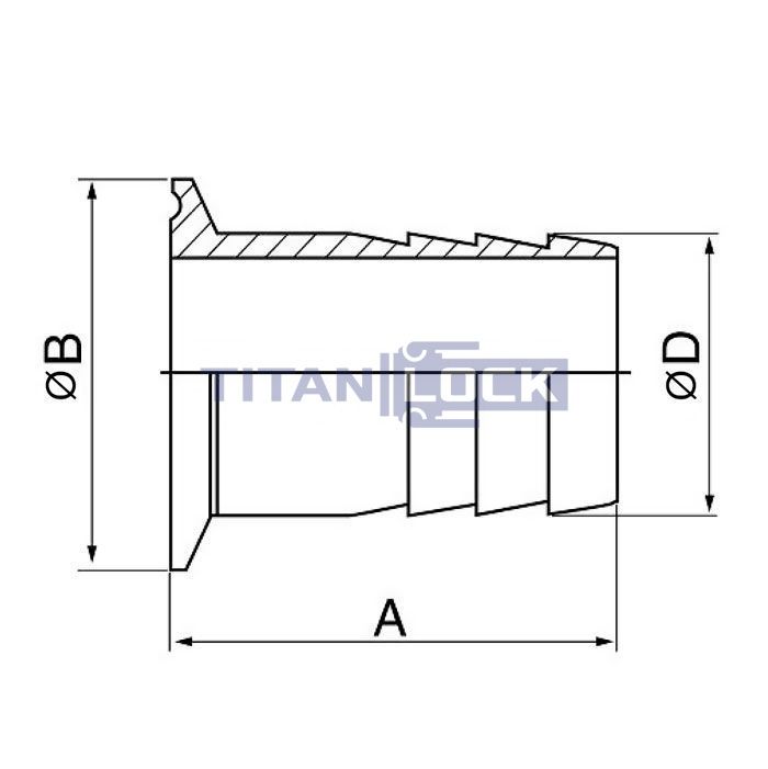 Штуцер CLAMP под рукав DN50 нерж. 316, DIN TL50CLH TITAN LOCK  - Вид №1