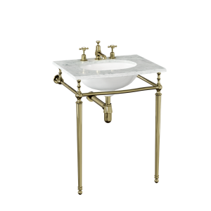 Burlington Georgian Грузинская раковина из мрамора 650 мм с золотым умывальником с 1 отверстием под смеситель G1 1TH-T49A GOLD