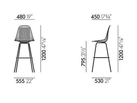 Высокий металлический стул VITRA Wire Chair ARCH-00012864 - Вид №3