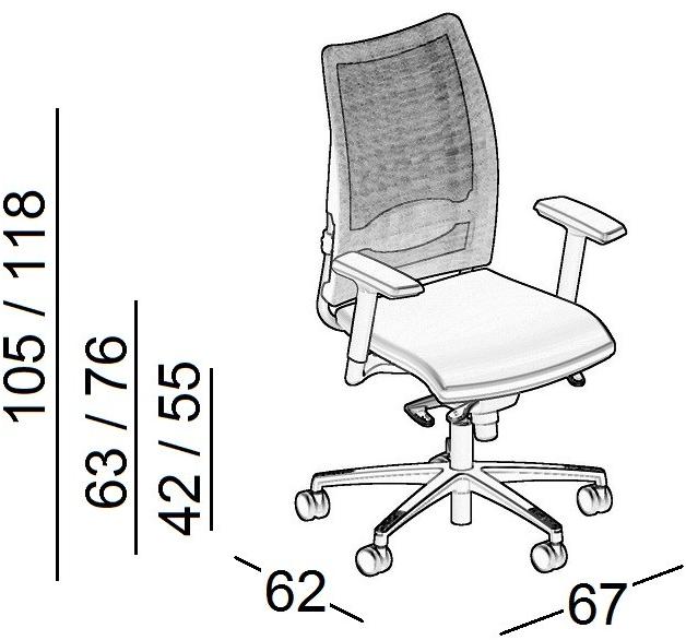 Luxy Поворотное офисное кресло из сетки с 5 спицами и колесиками Overtime sun-id-1450768 - Вид №1
