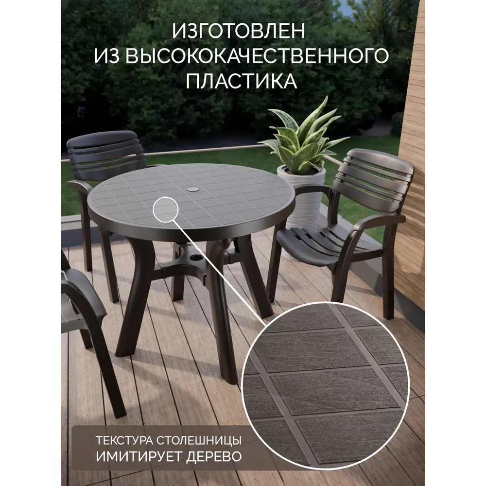 Стол садовый Атлант 90x90x77 см пластик мокко 89400283 STLM-2163995 Santreyd - Вид №6
