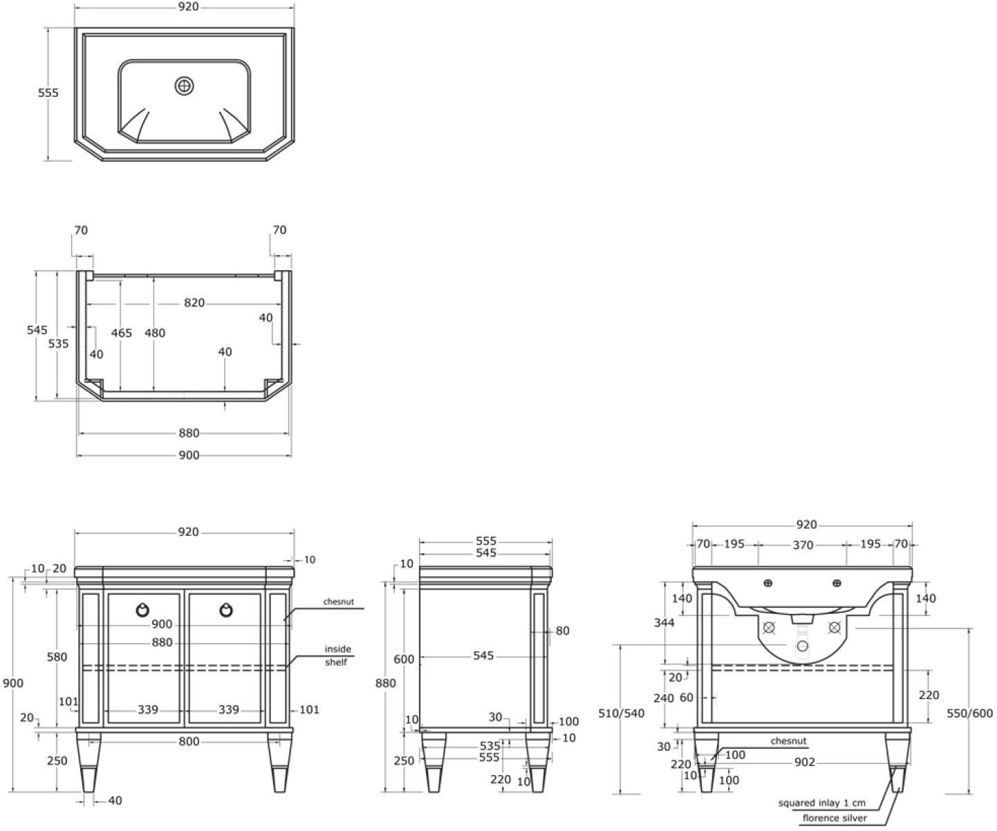 Gentry Home Тумба под умывальник из дерева sun-id-1431512 - Вид №3
