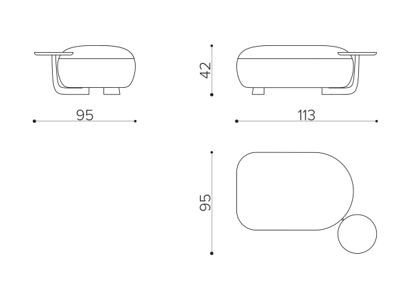 CD 60RE Rectangular module 60cm + side table True Design Code - Вид №1