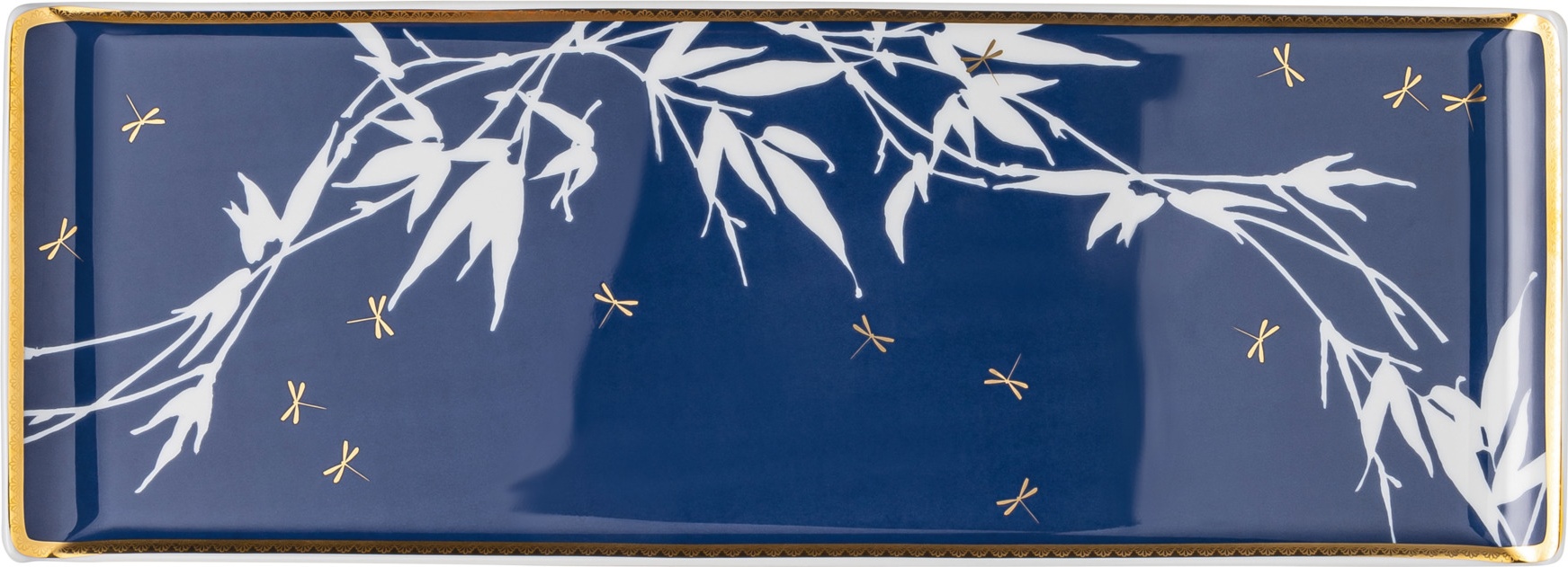 10654607 Rosenthal Блюдо сервировочное прямоугольное Rosenthal Турандот 41x15см, фарфор, синее, золотой кант Фарфор 