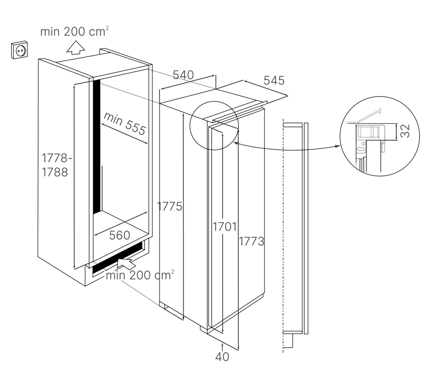 9255906 Встраиваемый холодильник без морозильника  Kuppersbusch FK 8840.1i STDN-0088684 - Вид №1