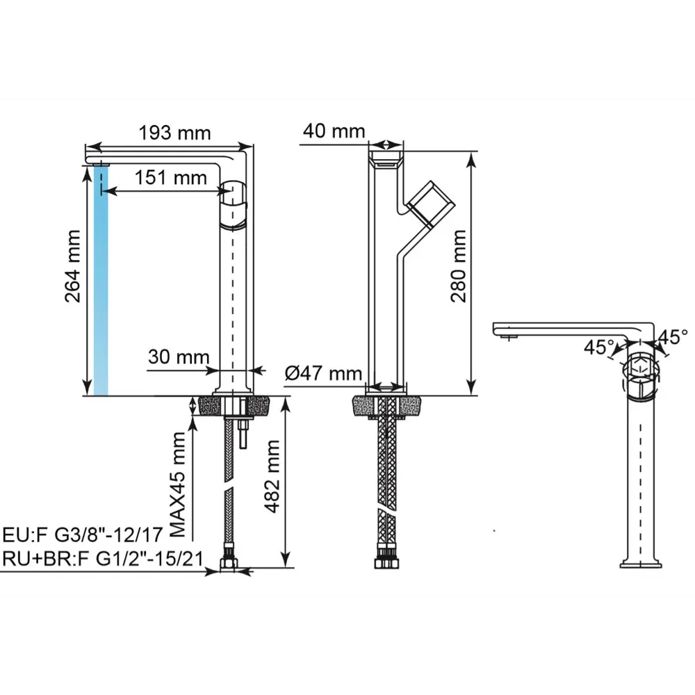 Смеситель для раковины SENSEA Neo с высоким изливом и защитой от накипи 82135932 STLM-0020075 - Вид №7
