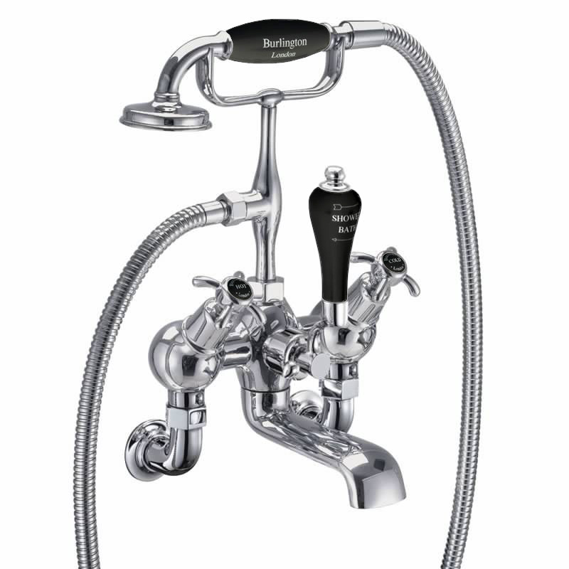 Burlington Угловой смеситель для душа для ванны Anglesey настенный Четверть оборота с акцентом Медичи AN21-QT MED  - Вид №1
