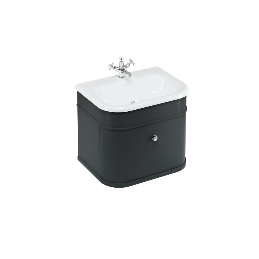 Burlington Chalfont Chalfont 650 мм одинарный ящик - матовый черный с матовыми черными ногами CH65MB-CHLEGMB  - Вид №4