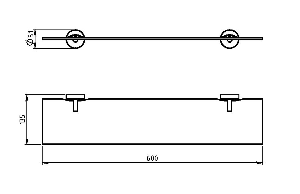 Полка стеклянная Novaservis Metalia 11 0140.0 хром 01400 - Вид №1