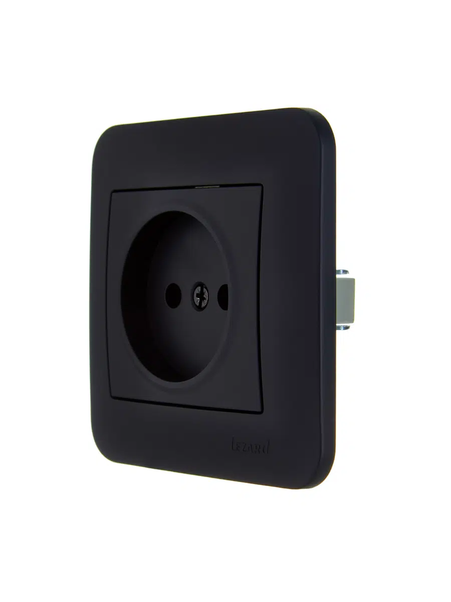 ASTI Розетка б/з ПБТ чёрный бархат LEZARD 7081-4242-121B - Вид №2