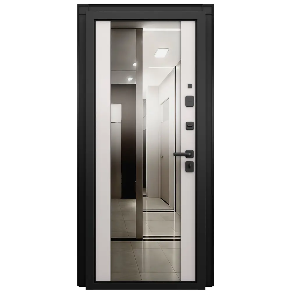 Дверь входная металлическая Браун Скай 95x205 см правая шелк белый с зеркалом TOREX STLM-2129822 - Вид №2