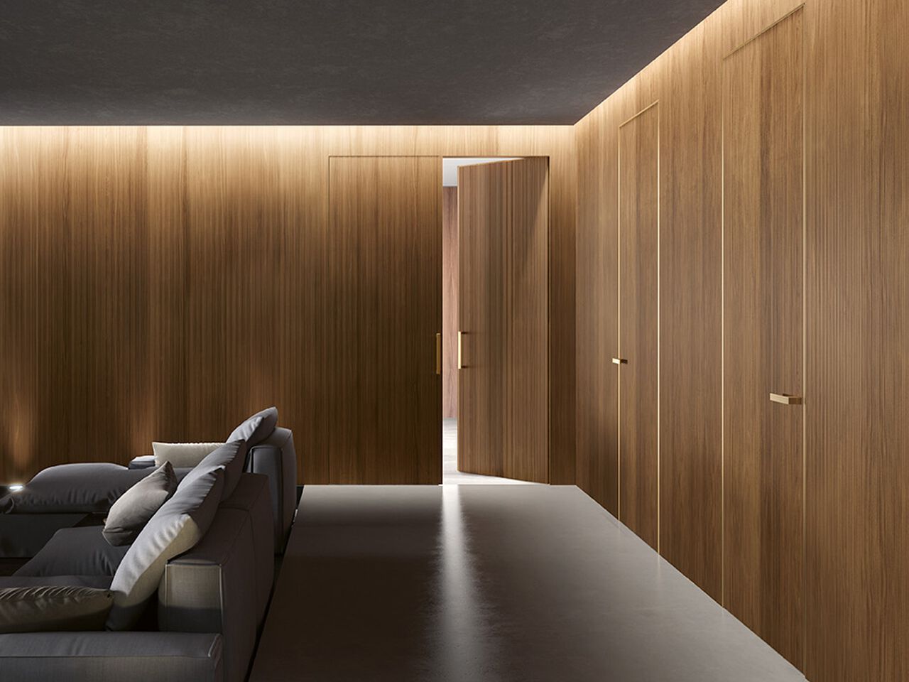 Обшивка из грецкого ореха BARAUSSE Boiserie con porta integrata ARCH-00142061 - Вид №1