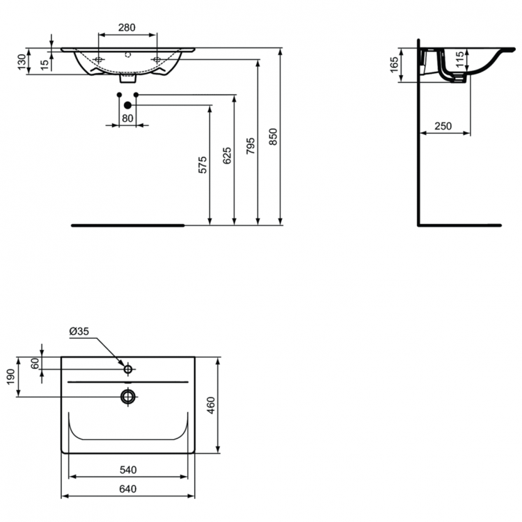 E028901 Раковина 64 см Ideal Standard CONNECT AIR - Вид №10