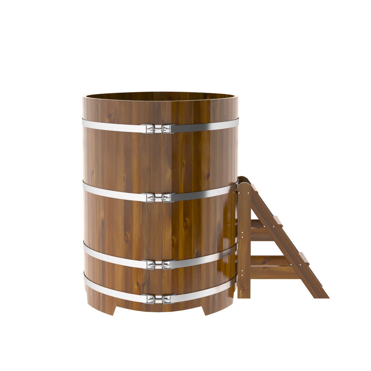 2293 Купель овальная из лиственницы Рустик 1,08х1,75х1,4 морёная Alyarus  - Вид №3