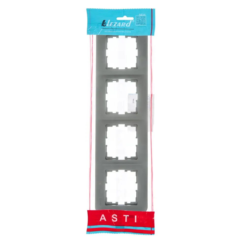 Рамка для розеток и выключателей Lezard Asti 4 поста горизонтальная цвет платина STLM-2055530 - Вид №3