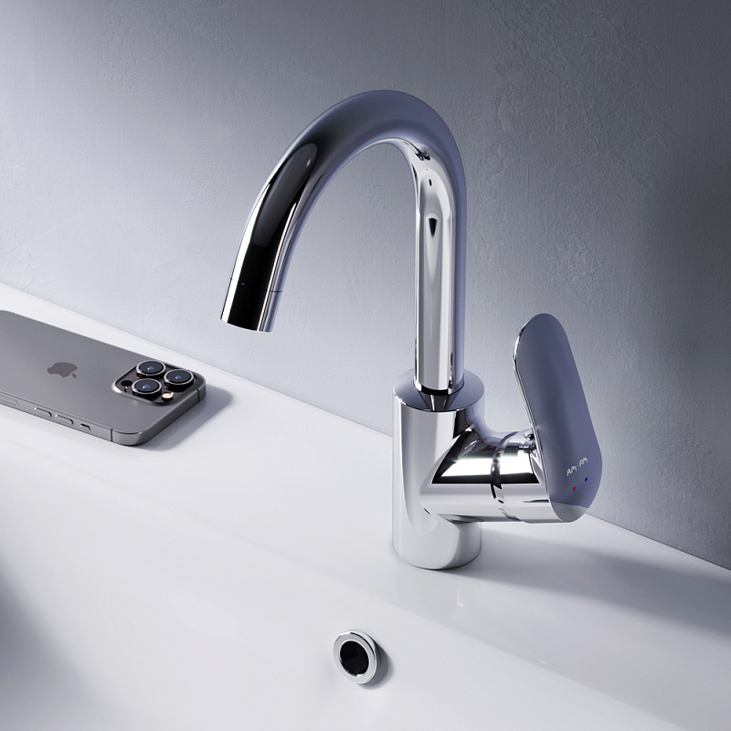 F8002700 смеситель для умывальника с поворотным изливом хром шт. AM.PM Like