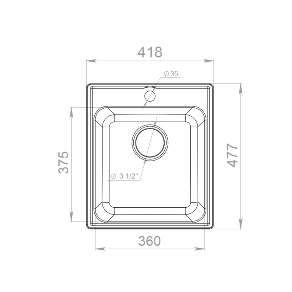 RQ21 топаз Мойка кухонная прямоугольная Raiber  - Вид №1