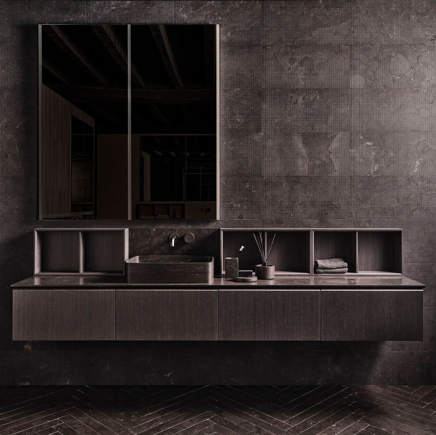 Мраморный секционный умывальник с зеркалом Salvatori HITO ARCH-00066235 - Вид №5