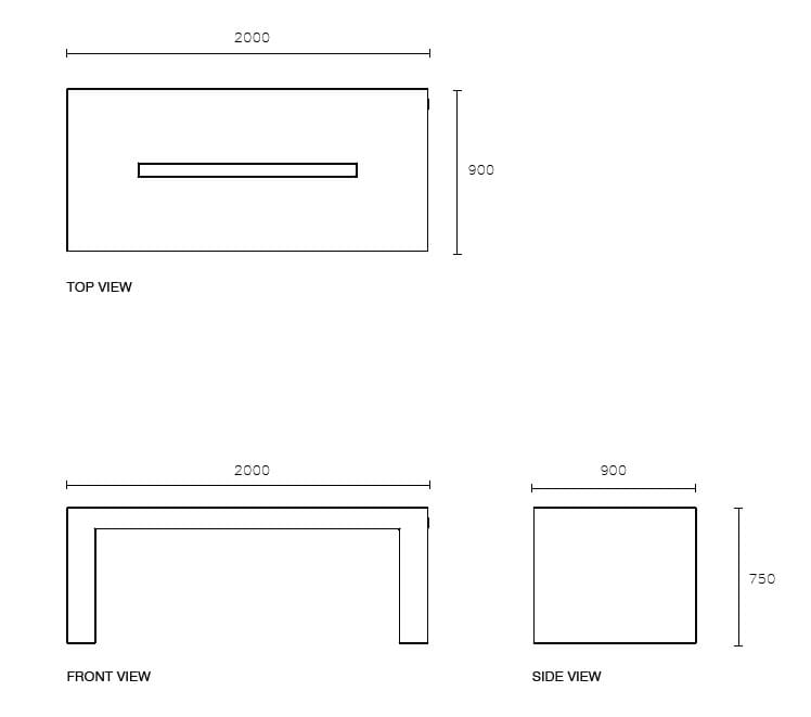 Бетонный прямоугольный стол для общественных мест SIT Root ARCH-00084561 - Вид №4