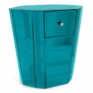 Тумбочка прикроватная зеркальная синяя с ящиком "Мистик" GRAUM  304070 Зеркальный;синий