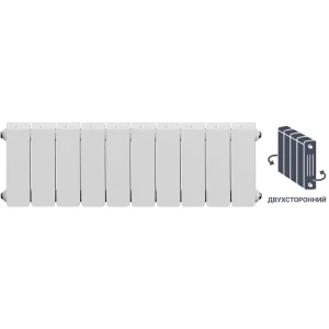 Радиатор секционный Equation Bimetal 200/90 10 секций боковое подключение биметалл белый