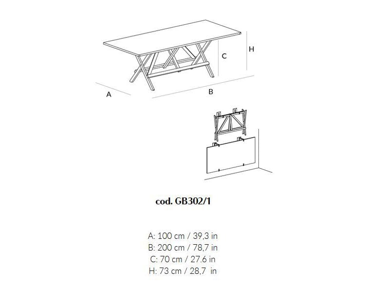 Прямоугольный складной обеденный стол из массива дерева Lando PARIGI ARCH-00128413 - Вид №3