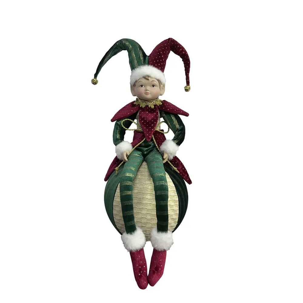 89381688 Декоративная фигура кукла Арлекин на шаре 40.5x20 см красный STLM-1438432 Santreyd Christmas - Вид №5