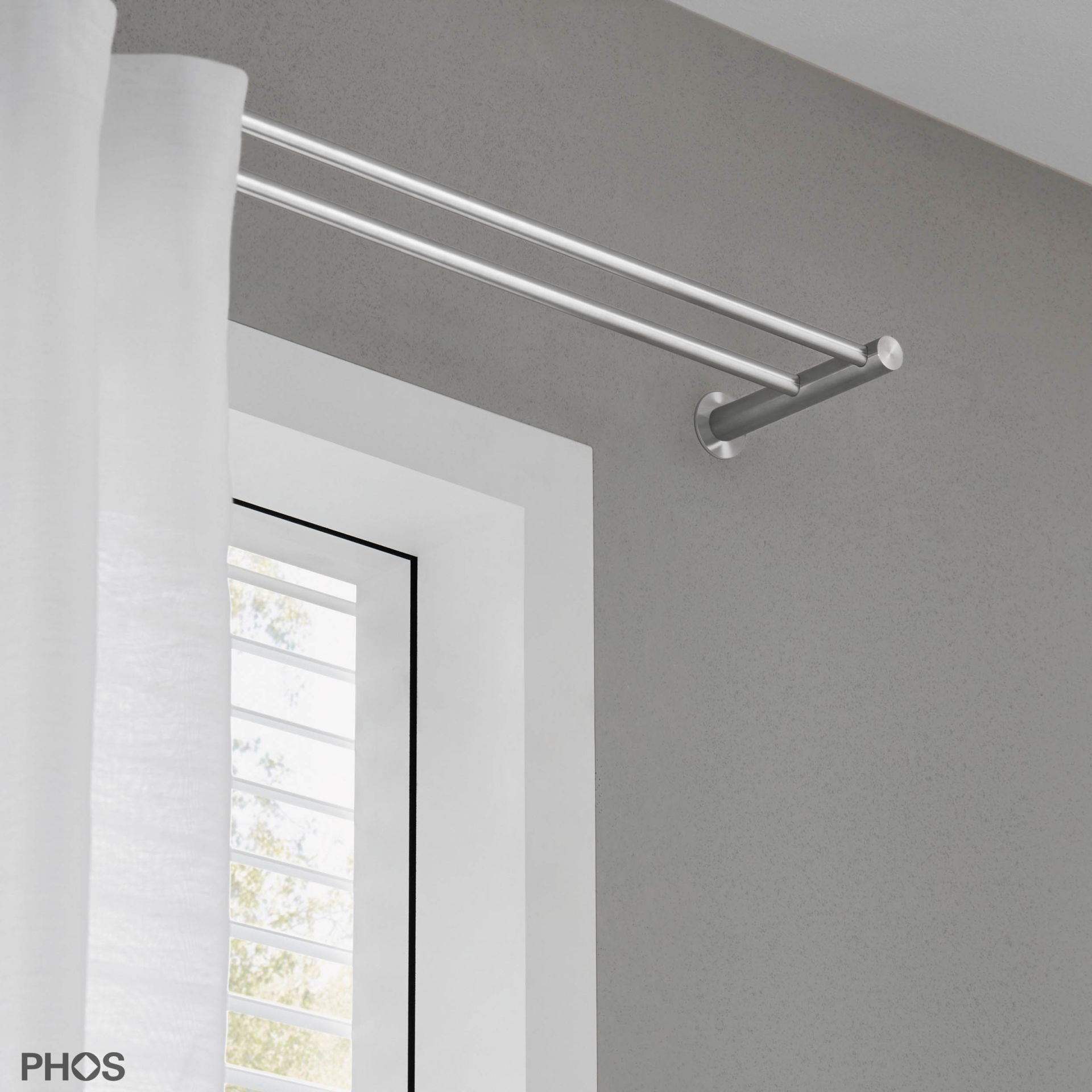 VS20-140ED3000 Набор карнизов: двуствольный 300 см с 2 концевыми кронштейнами и 1 кронштейном в качестве средней опоры PHOS  - Вид №1