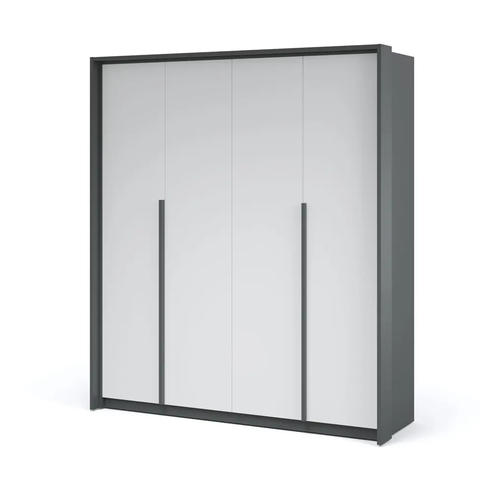Шкаф распашной Мишель с 4 дверями 182.5x210x60.5 см ЛДСП цвет антрацит/белый жемчуг Santreyd STLM-2083429