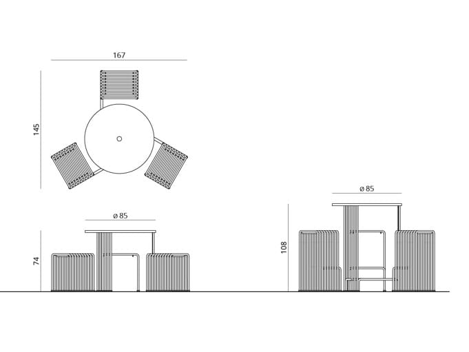 Высокий стол для общественных мест со встроенными стульями Urbantime Zeroиндексы.015 ARCH-00150029 - Вид №6