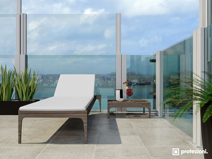 Стеклянный телескопический барьер и ширма для использования на первом этаже Protezioni парео ARCH-00015288 - Вид №1