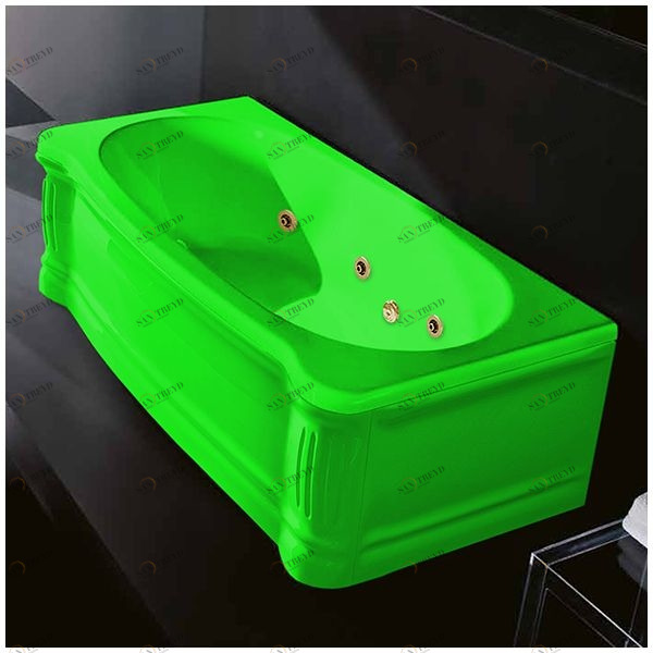 Ванна Gruppo treesse New Classic STD-V6777-SX-ZEZ зелёная с гидромассажем прямоугольная левая  с золотой фурнитурой STDV6777SXZEZ