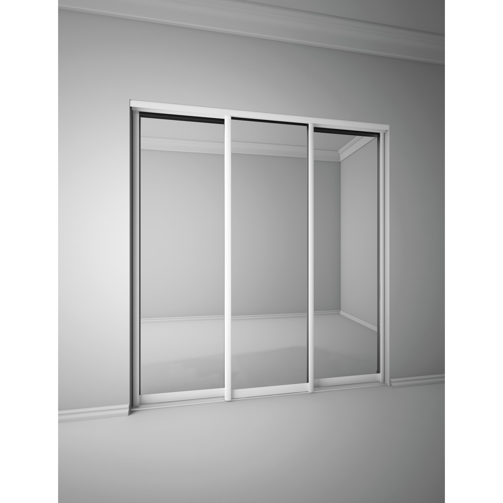 SPACEO Дверь-купе с зеркалом Белый ясень 2555×904 мм 82362545 STLM-0025491 - Вид №4