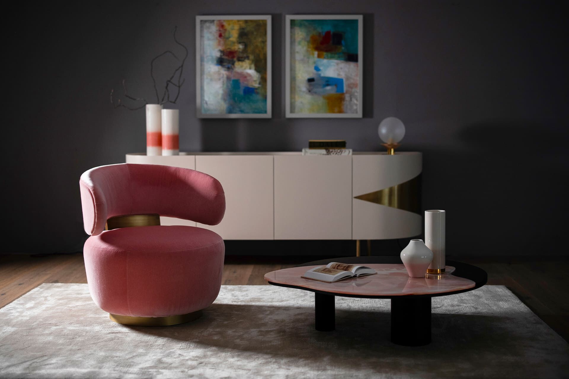 Низкий журнальный столик из розового дуба и оникса Greenapple Bordeira ARCH-00137160 - Вид №3