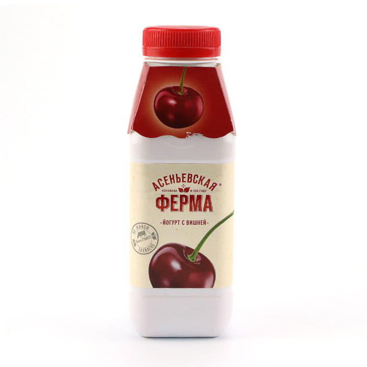 Йогурт питьевой вишня 1,5% Асеньевская ферма БЗМЖ 330 г Santreyd 2200 - Вид №1