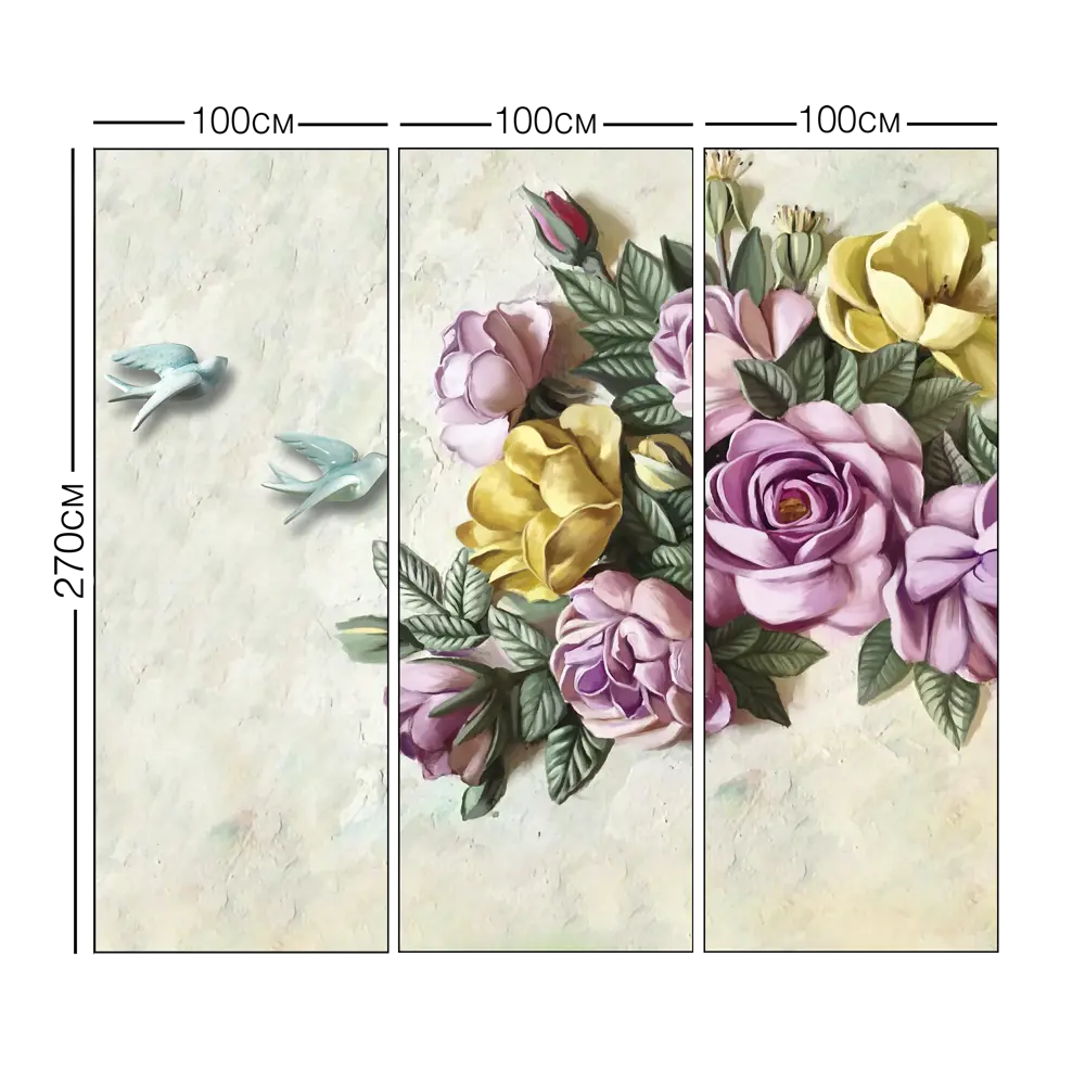 Фотообои Цветочный барельеф флизелиновые, 300x270 см, L13-200 FBRUSH 3D FLIZART STLM-2064549 - Вид №3