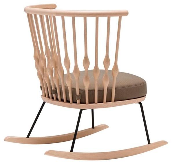 Andreu World Кресло-качалка из бука со встроенной подушкой Nub Bu1455 - Вид №1