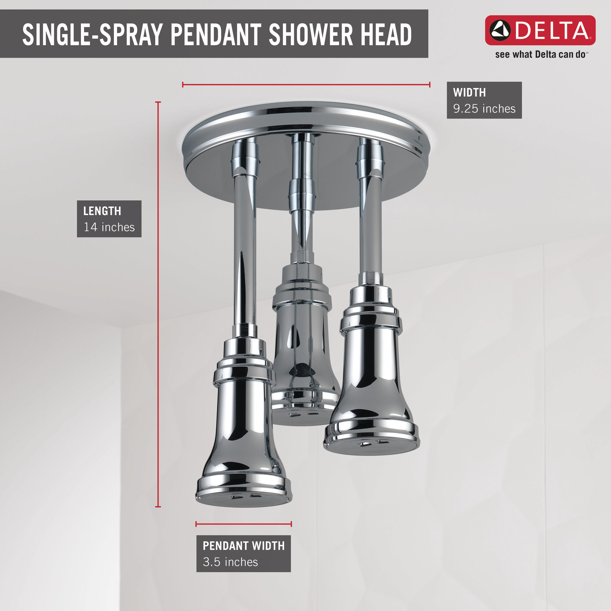 57190 H2Okinetic® Подвесная душевая лейка Raincan Delta Faucet Universal Showering Хром  - Вид №2