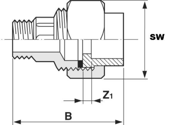SANIT 183145206 Адаптер соединение с наружной резьбой, латунь / ABS  - Вид №1