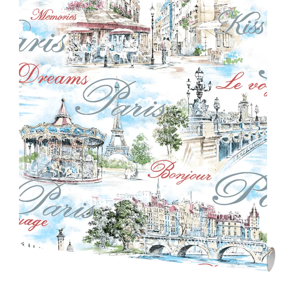 Обои виниловые WallDecor Париж голубые 0.53 м АС85000-65 АСПЕКТ РУ STLM-2119775