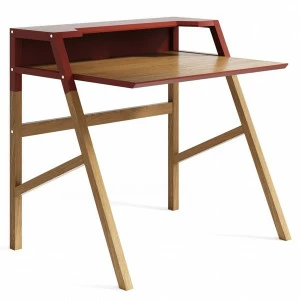 Компьютерный стол с полкой коричневый с красным Youk THE IDEA  210618 Коричневый