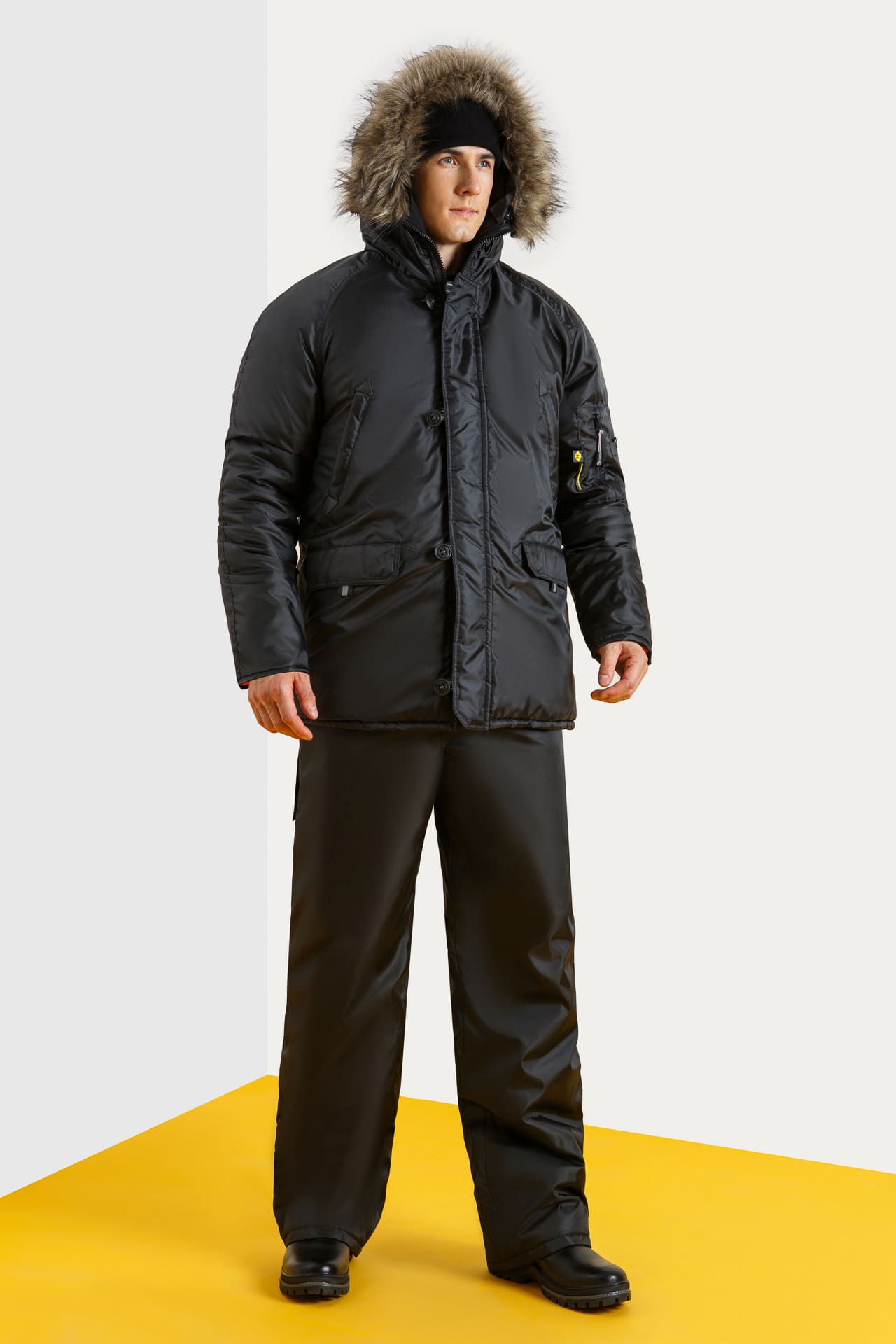 63580 Куртка "Север" удлиненная черная  Зимняя спецодежда  размер 44-46/170-176  - Вид №6