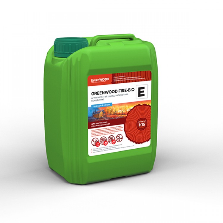 GWF-EK/05 GreenLAB GREENWOOD FIRE-BIO E Концентрат 1:15, 5 л, АНТИПИРЕН I-ой группы, АНТИСЕПТИК 