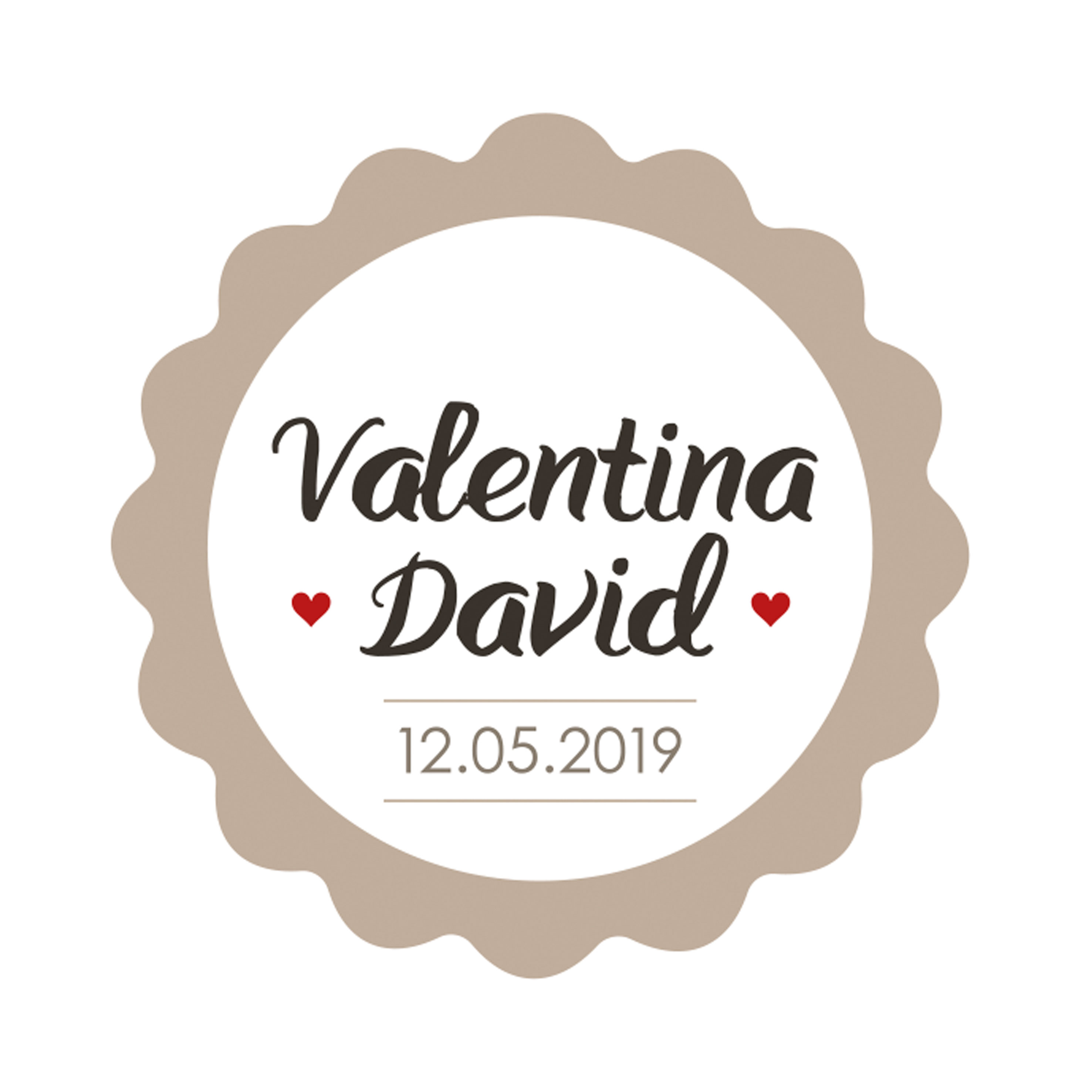 X629.13 PERS. 120 Индивидуальные стикеры onda beige с сердечками Dekoraniaevents Bodas 