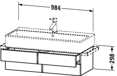 VA628807272 Тумбочка подвесная Vero Air #VA6288 984 x 431 мм Дуб брашированный, натуральный шпон Duravit - Вид №1