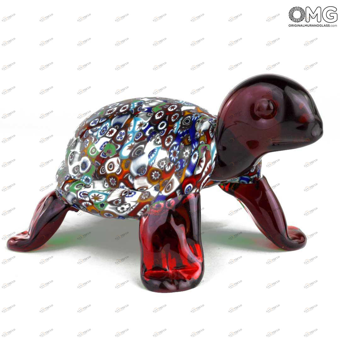3707 ORIGINALMURANOGLASS Фигурка Черепаха Миллефиори - муранское стекло OMG 17 см 