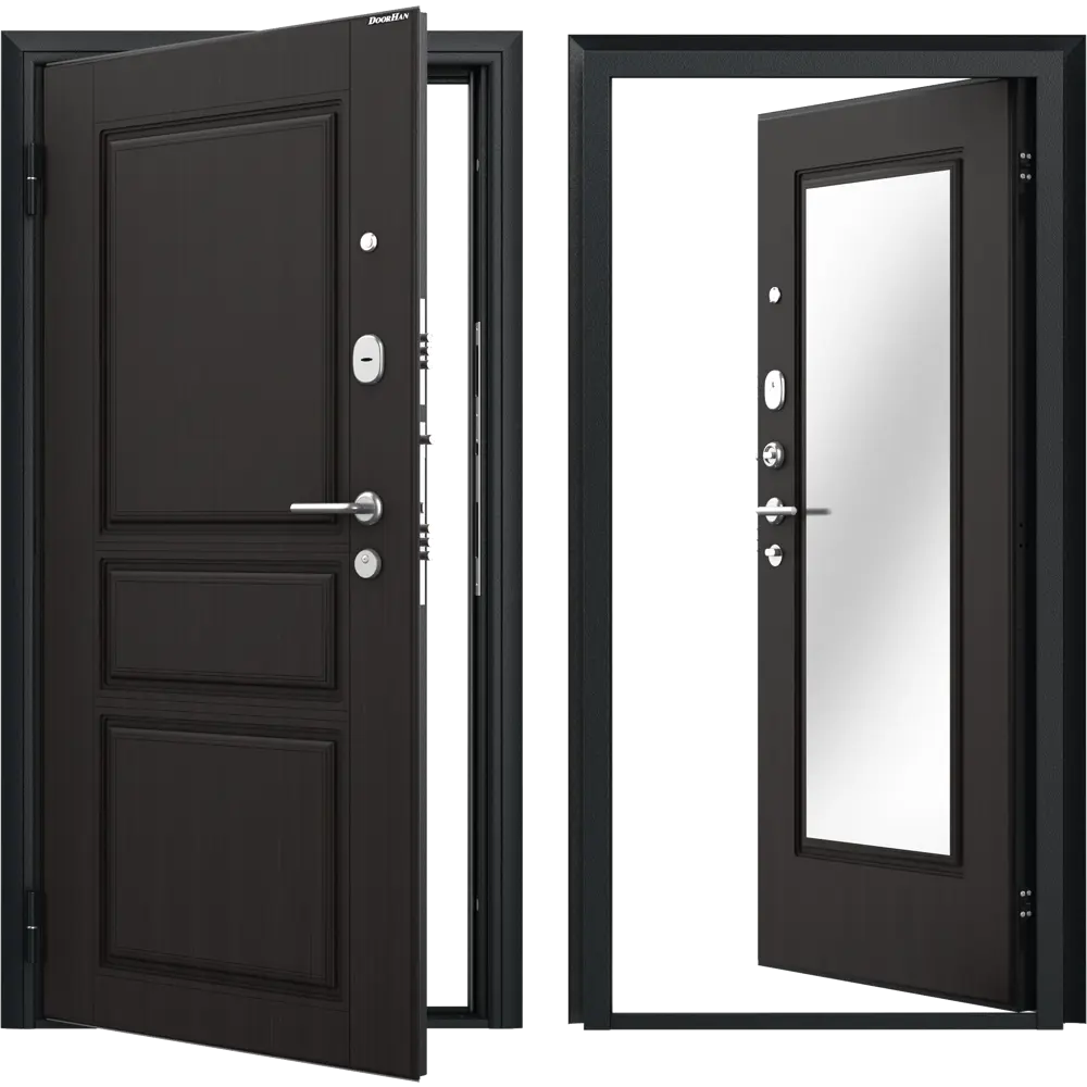 Дверь входная металлическая Премиум New 98x205 см левая венге с зеркалом DOORHAN STLM-2187440 - Вид №1