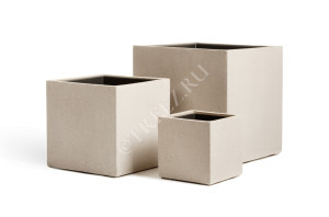 41.3317-02-005-BE-20 Кашпо  Effectory - серия Beton - Куб - Белый песок Цветочная коллекция